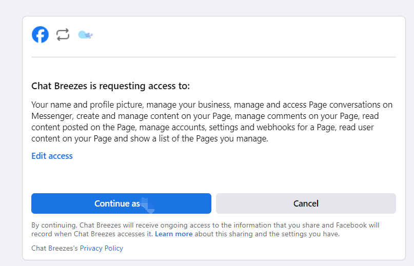 facebook pages authorizations