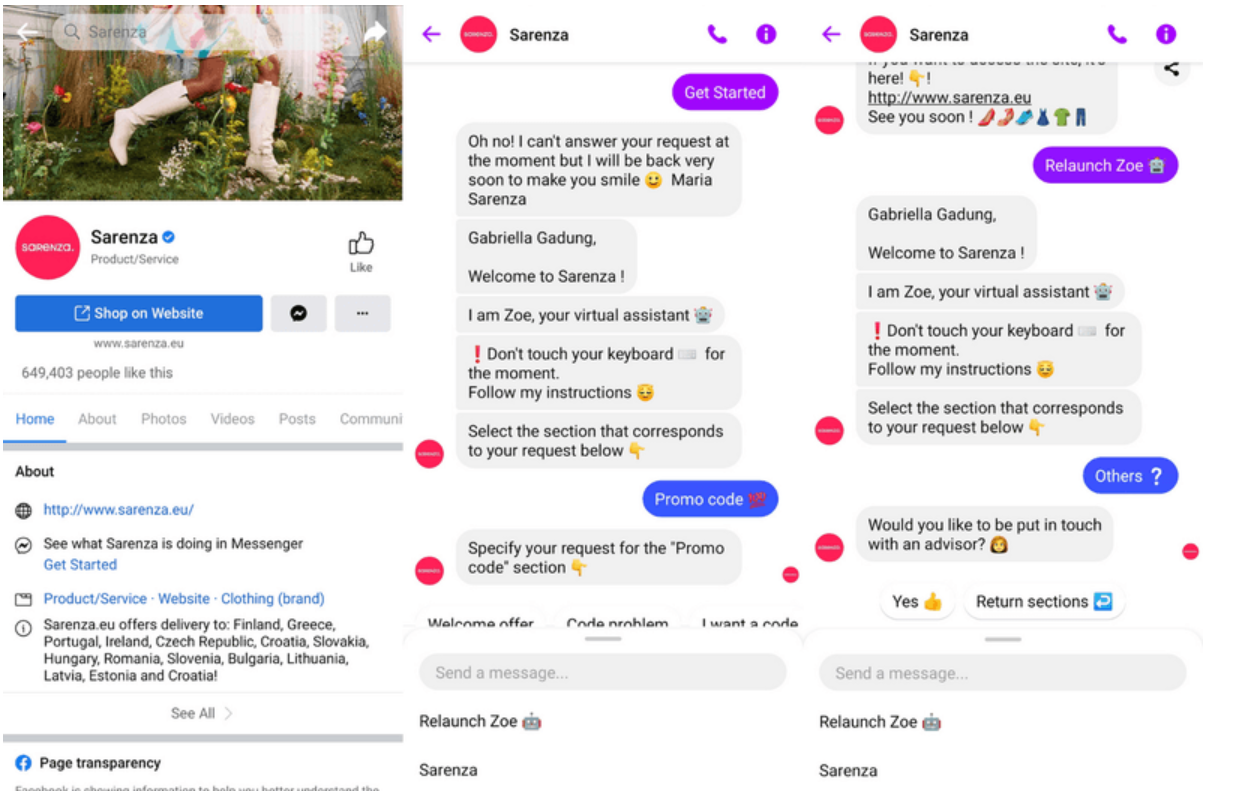 How Sarenza uses Facebook Messenger for customer service